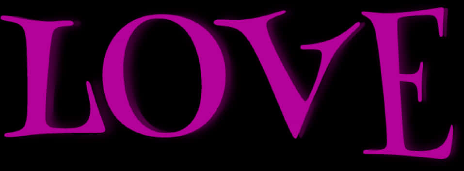 Pink Love Text Black Background