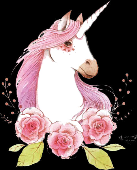 Pink Maned Unicornwith Flowers