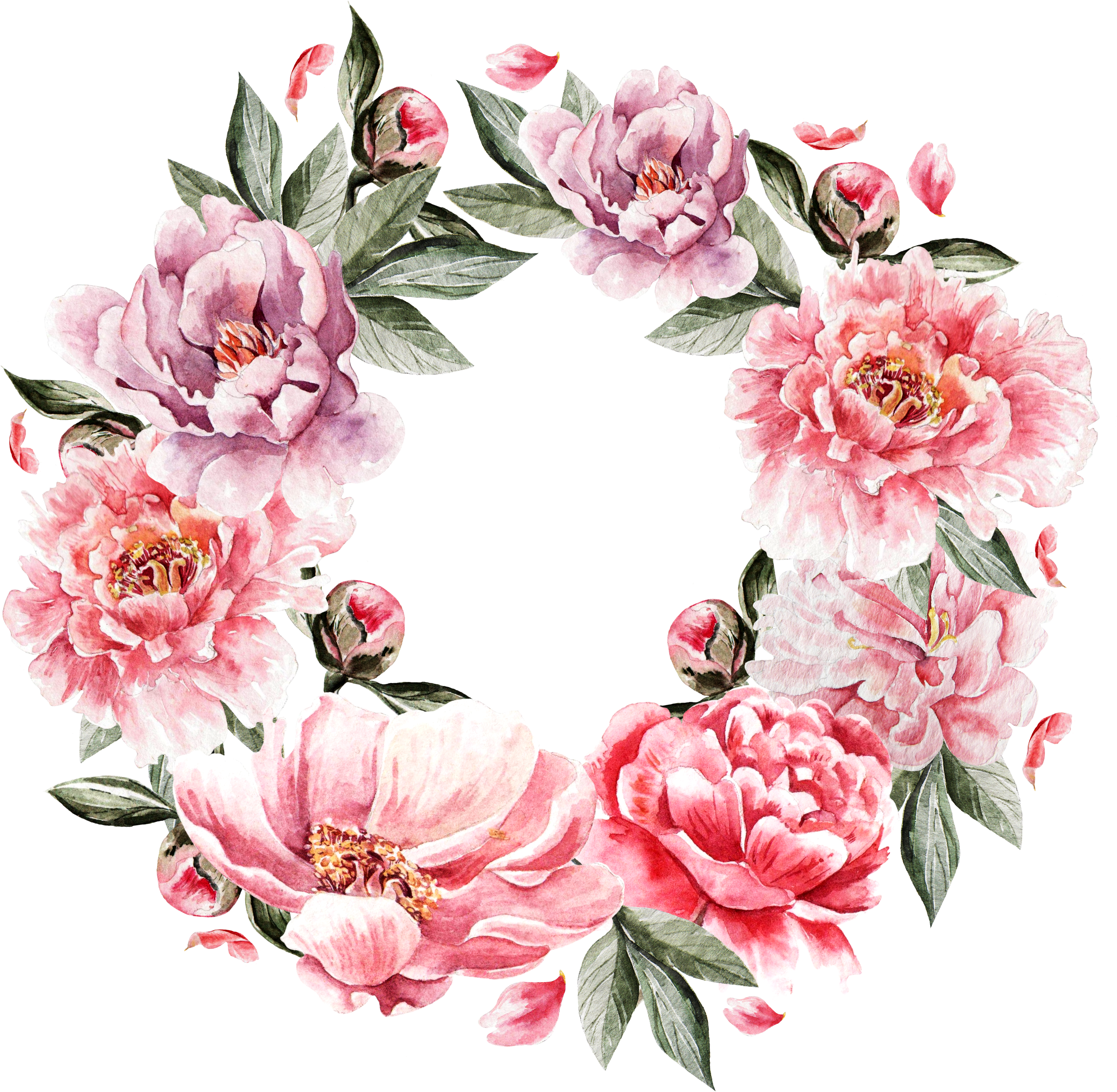 Pink Peony Floral Wreath