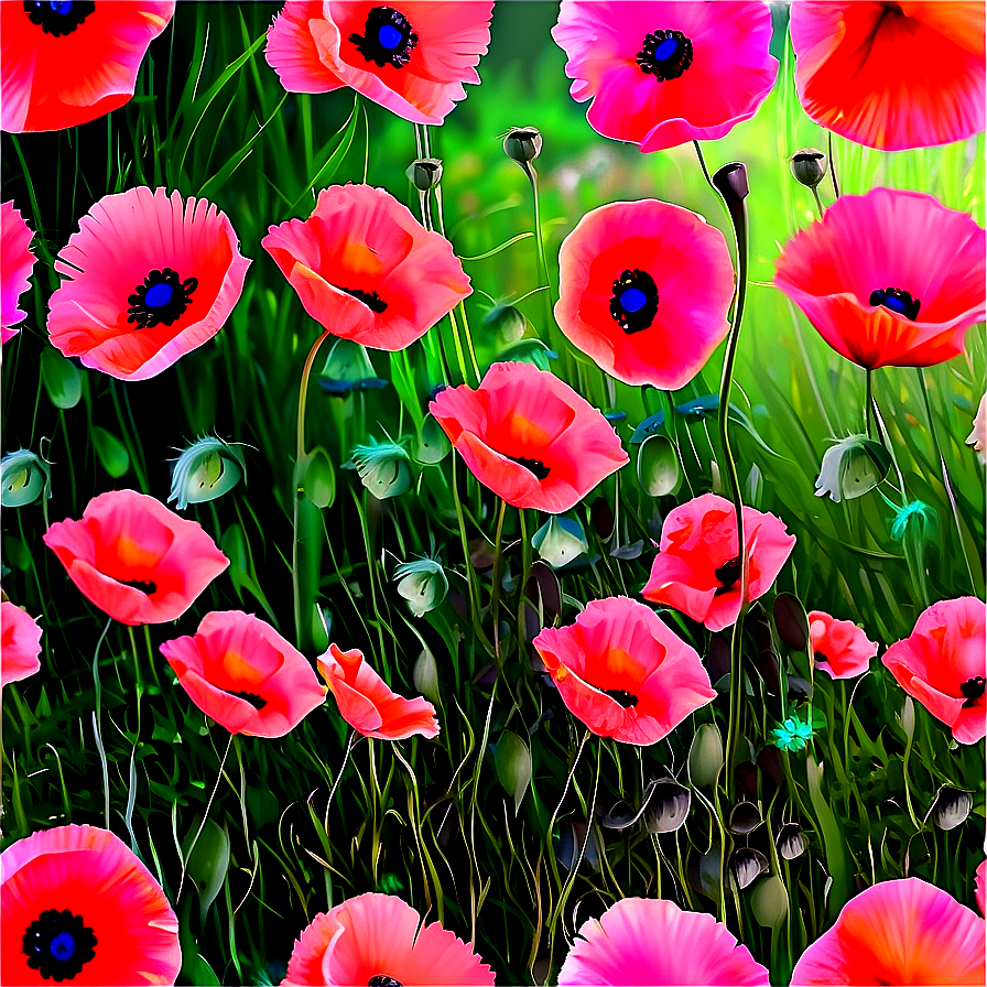 Pink Poppies Field Png Qwk26