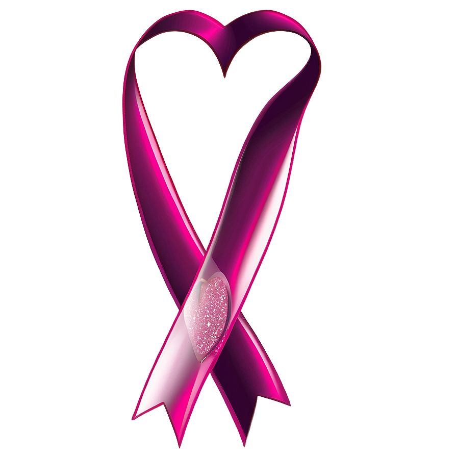 Pink Ribbon With Heart Png Ios56