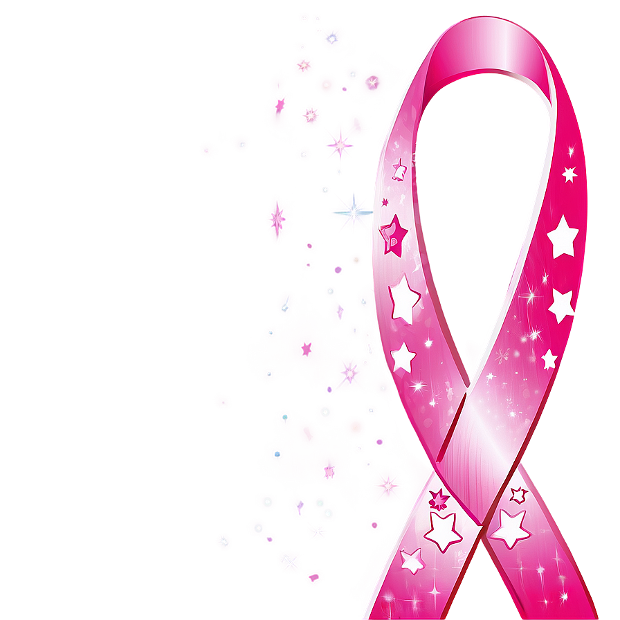 Pink Ribbon With Stars Png 05252024