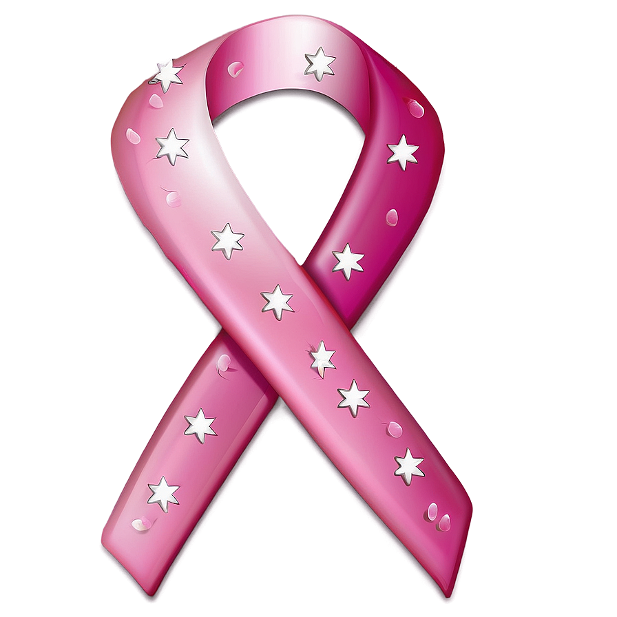 Pink Ribbon With Stars Png Vyj71