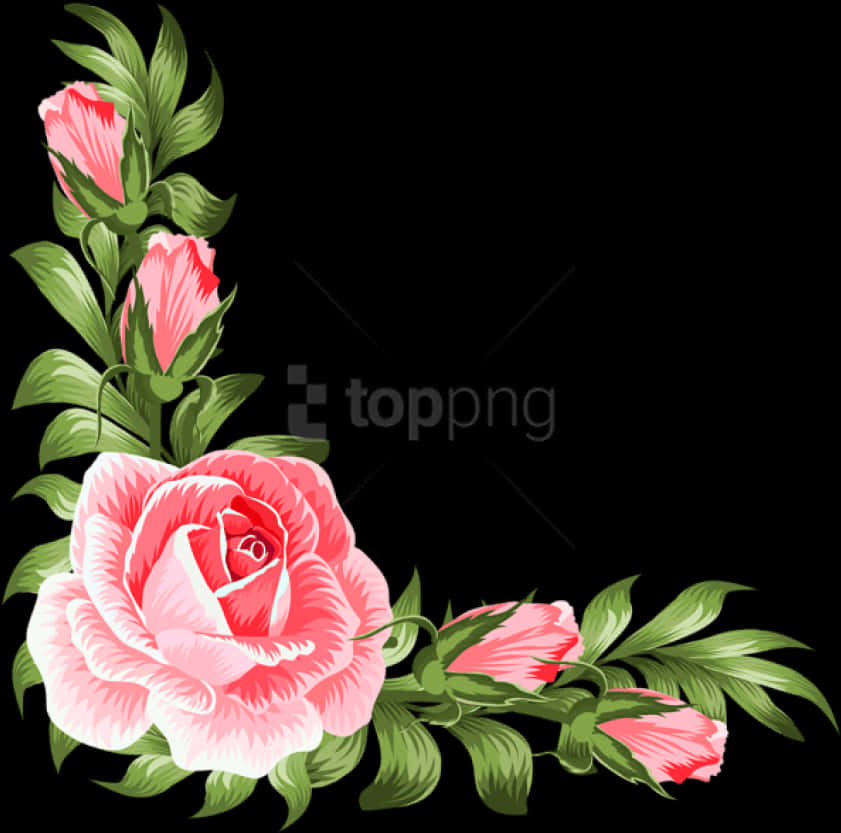 Pink Rose Corner Design