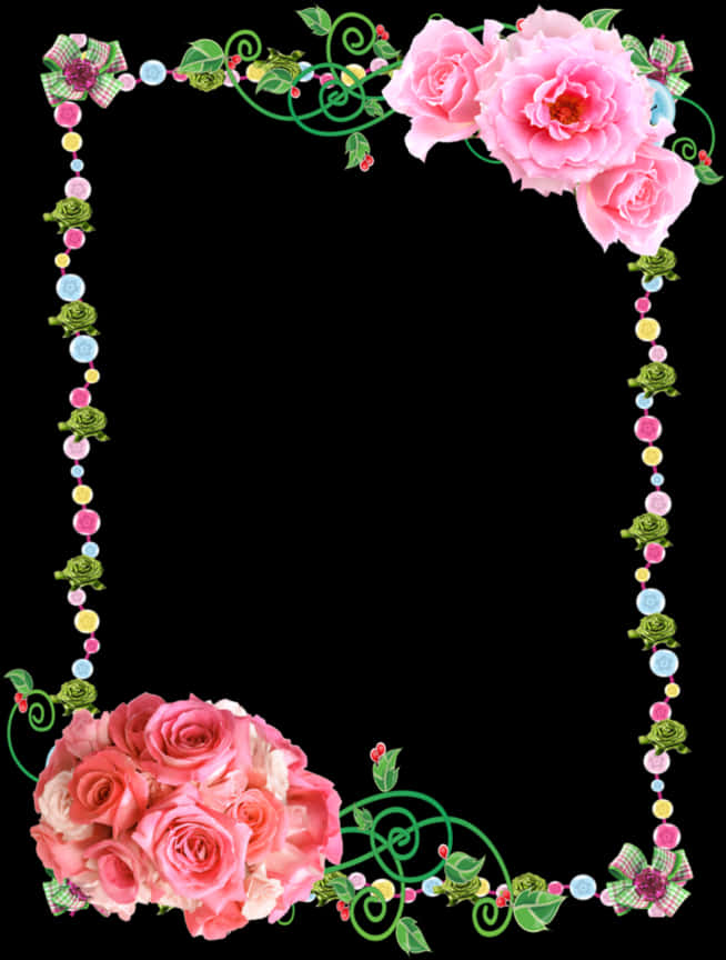 Pink Rose Floral Frame