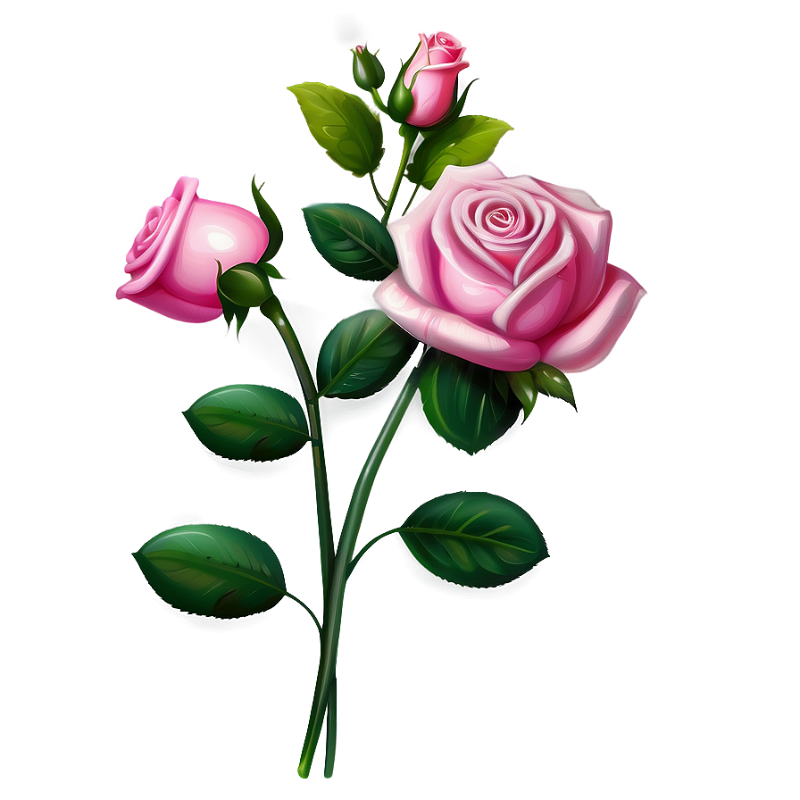 Pink Rose Illustration Png 29