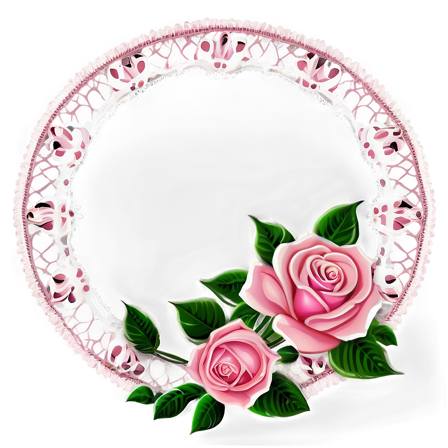 Pink Roses And Lace Png 10