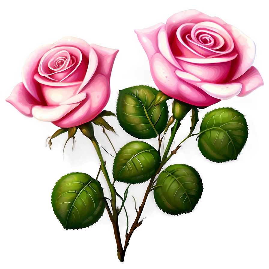 Pink Roses Hand Painted Png 06122024