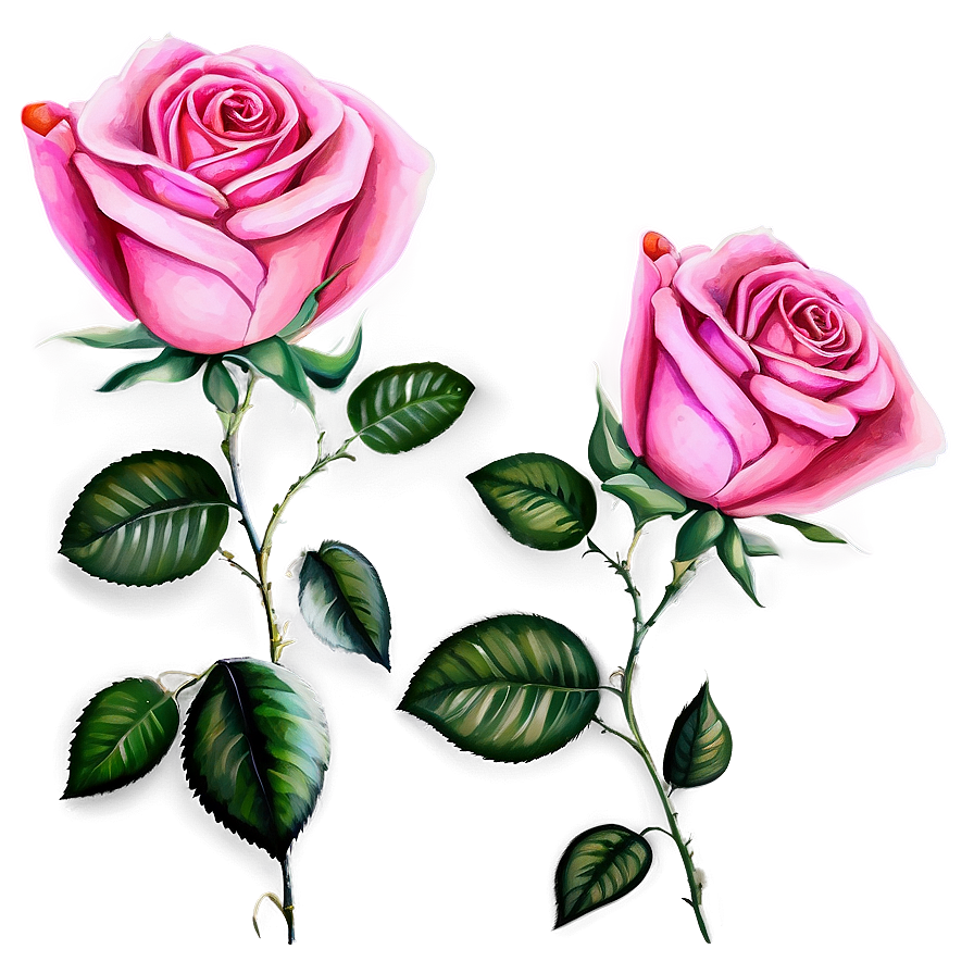 Pink Roses Hand Painted Png 46