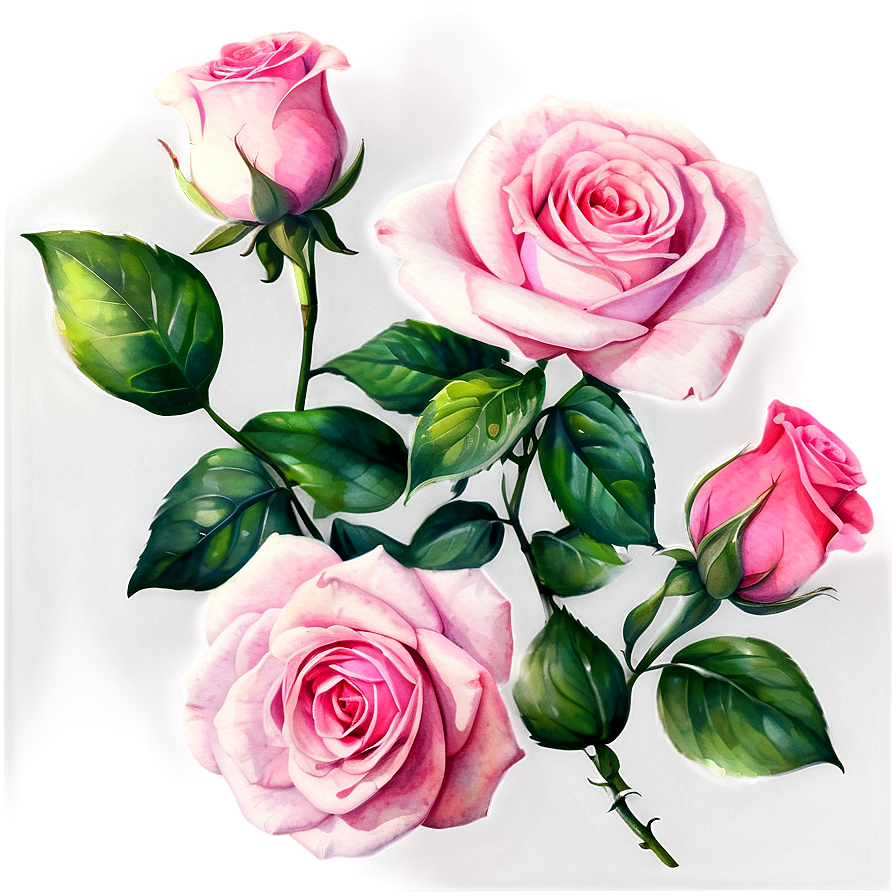 Pink Roses Watercolor Effect Png 12