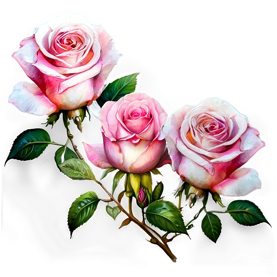 Pink Roses Watercolor Effect Png Wku