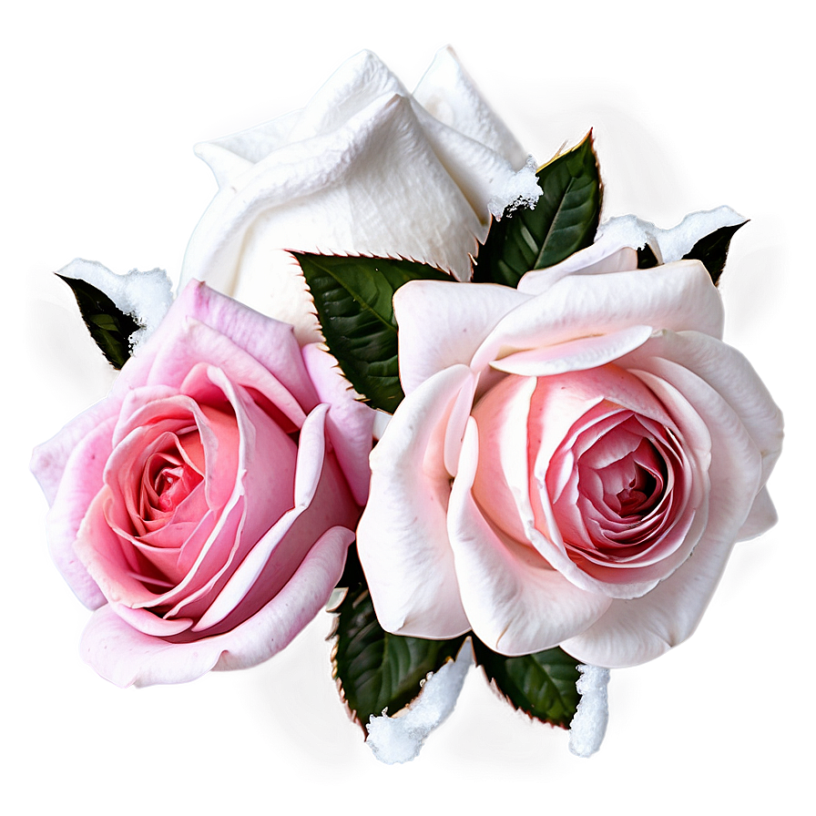 Pink Roses Winter Charm Png Flp85