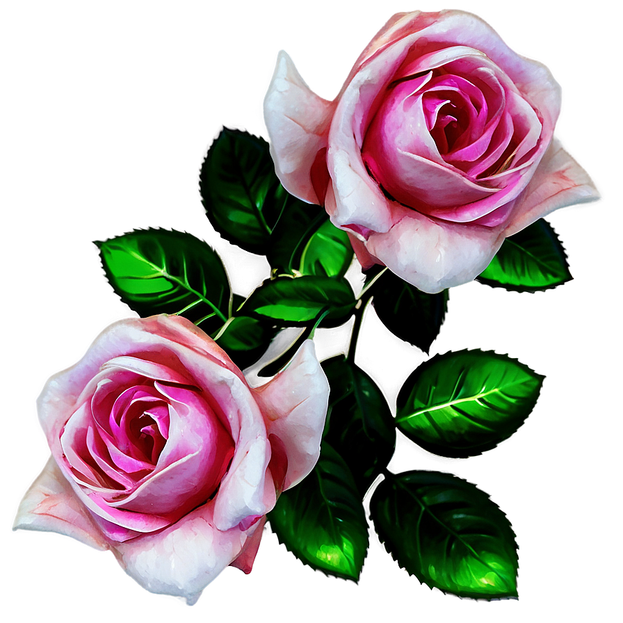 Pink Roses Winter Charm Png Rwu44