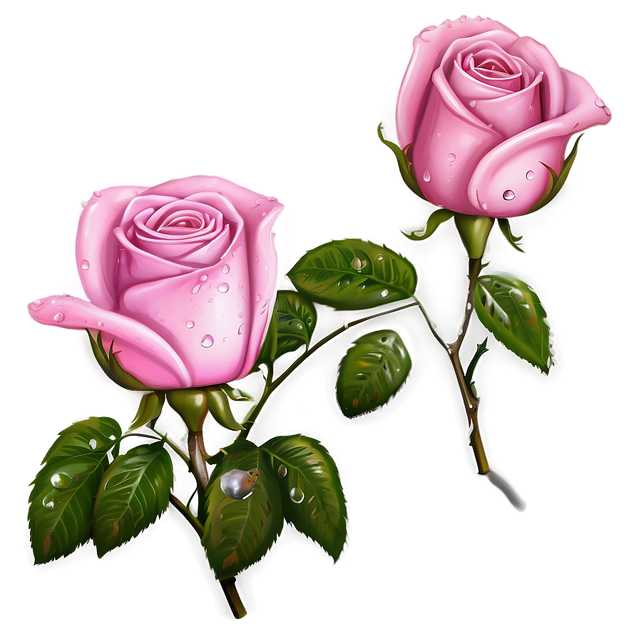 Pink Roses With Dew Drops Png 06122024