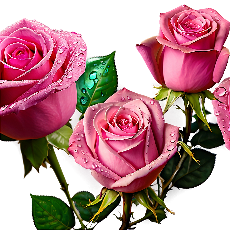 Pink Roses With Dew Drops Png 45