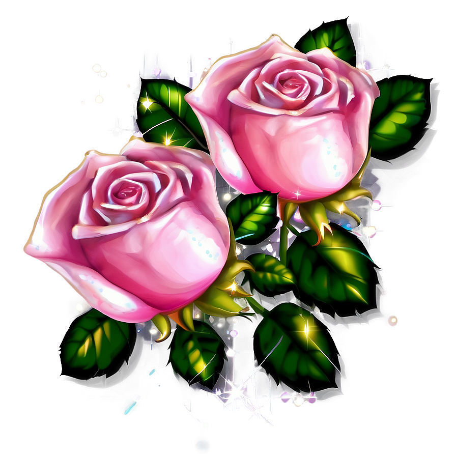 Pink Roses With Sparkles Png 36