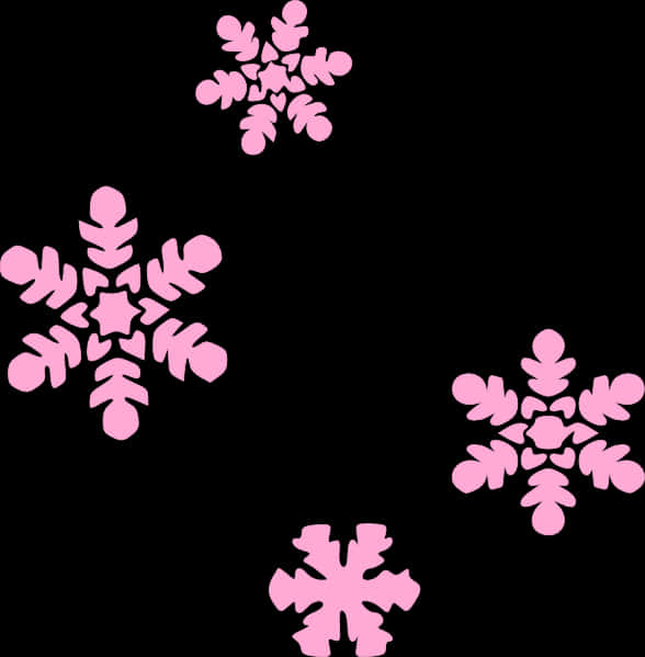 Pink Snowflakeson Black Background