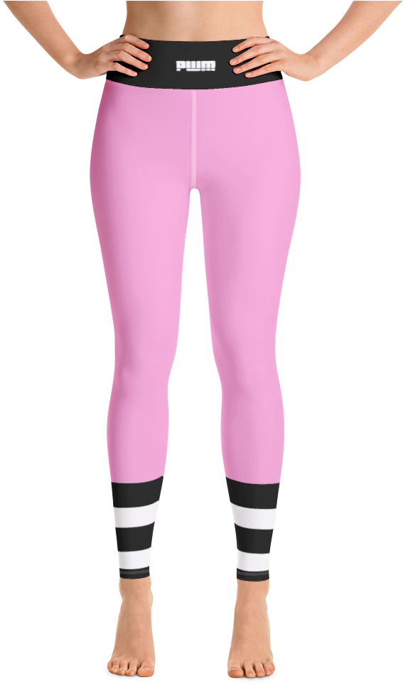 Pink Sport Leggingswith Striped Cuffs