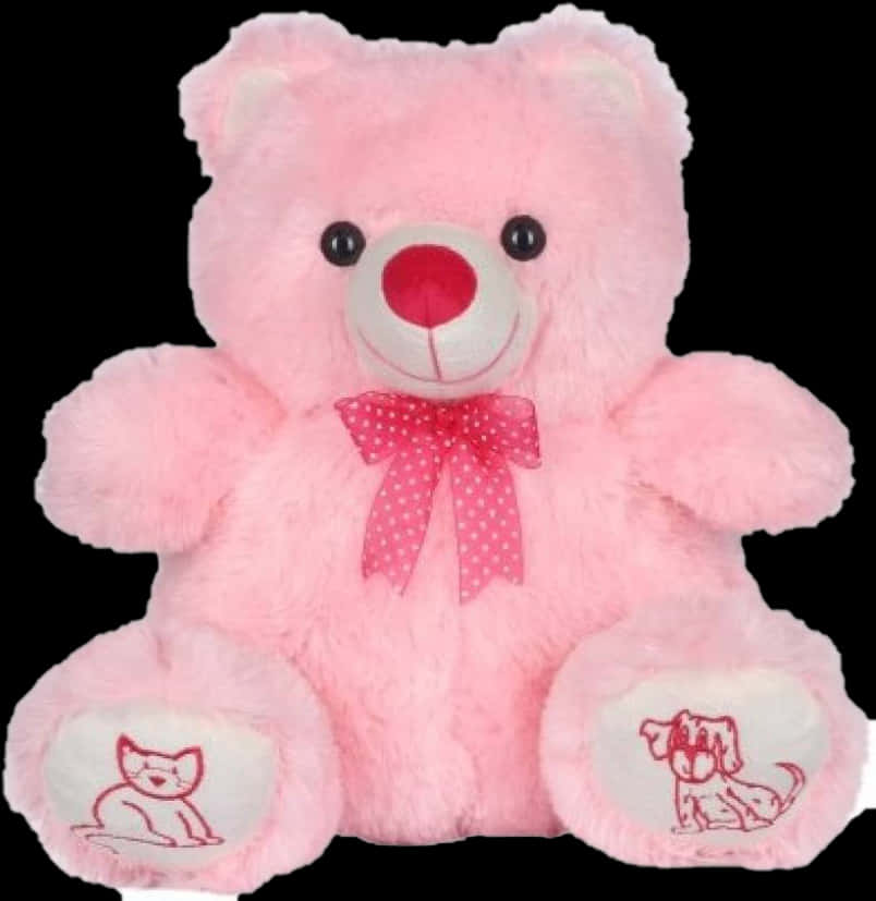 Pink Teddy Bearwith Bowand Embroidery