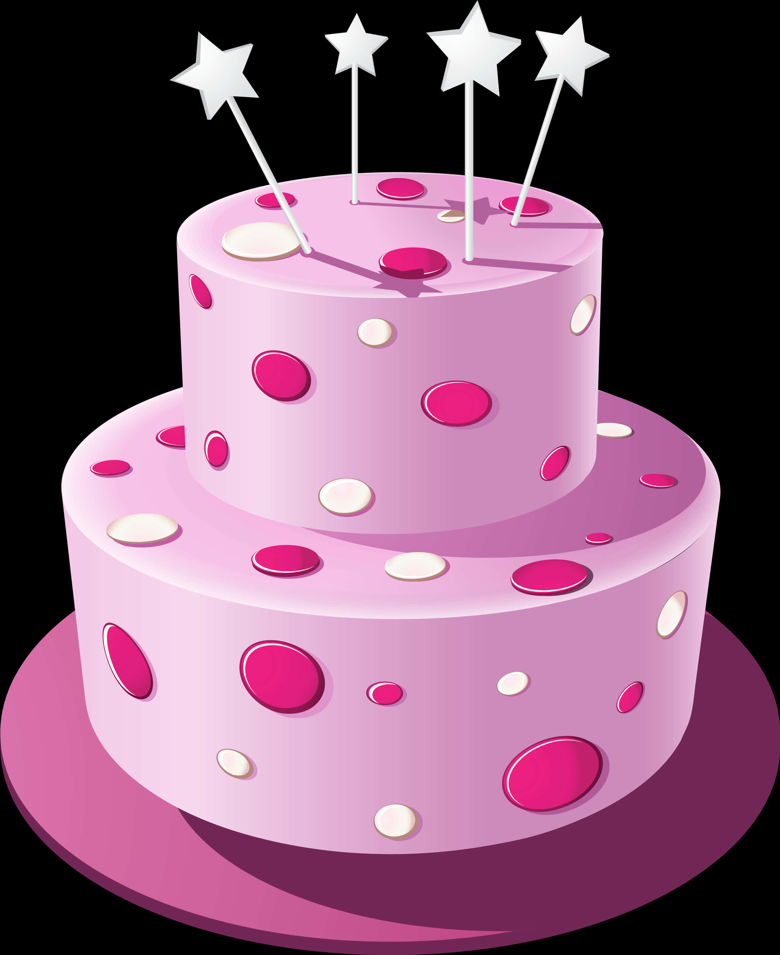 Pink Tiered Birthday Cakewith Stars