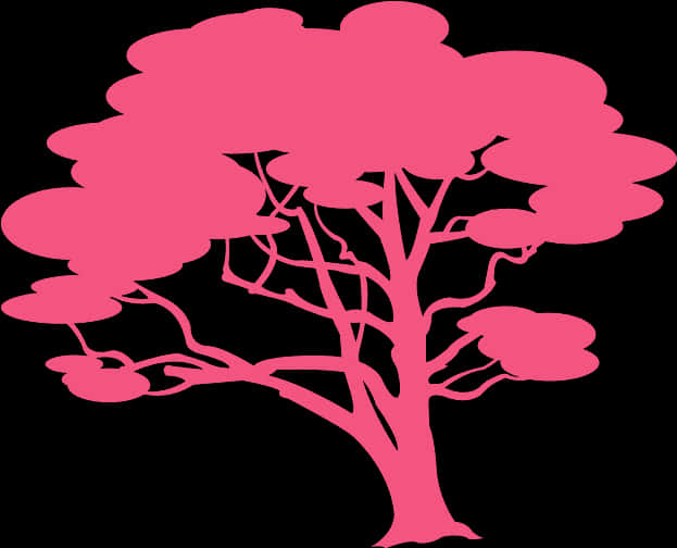 Pink Tree Silhouetteon Black