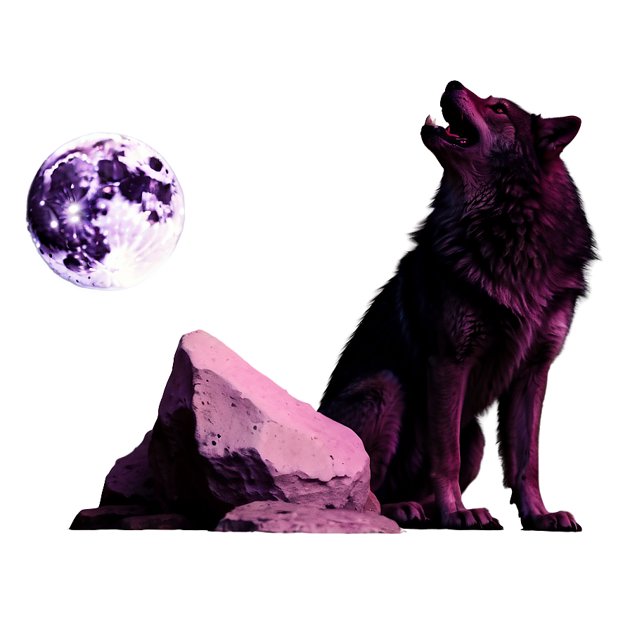 Pink Wolf Howling At Moon Png 51