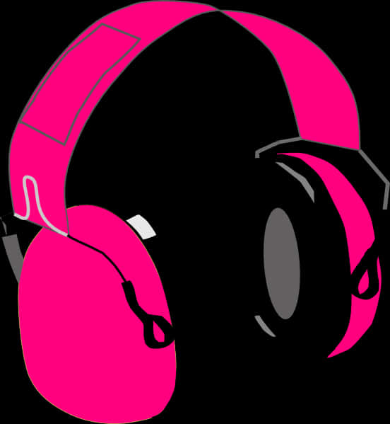 Pinkand Black Headphones Illustration