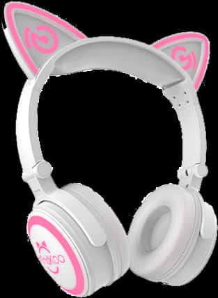 Pinkand White Cat Ear Headphones