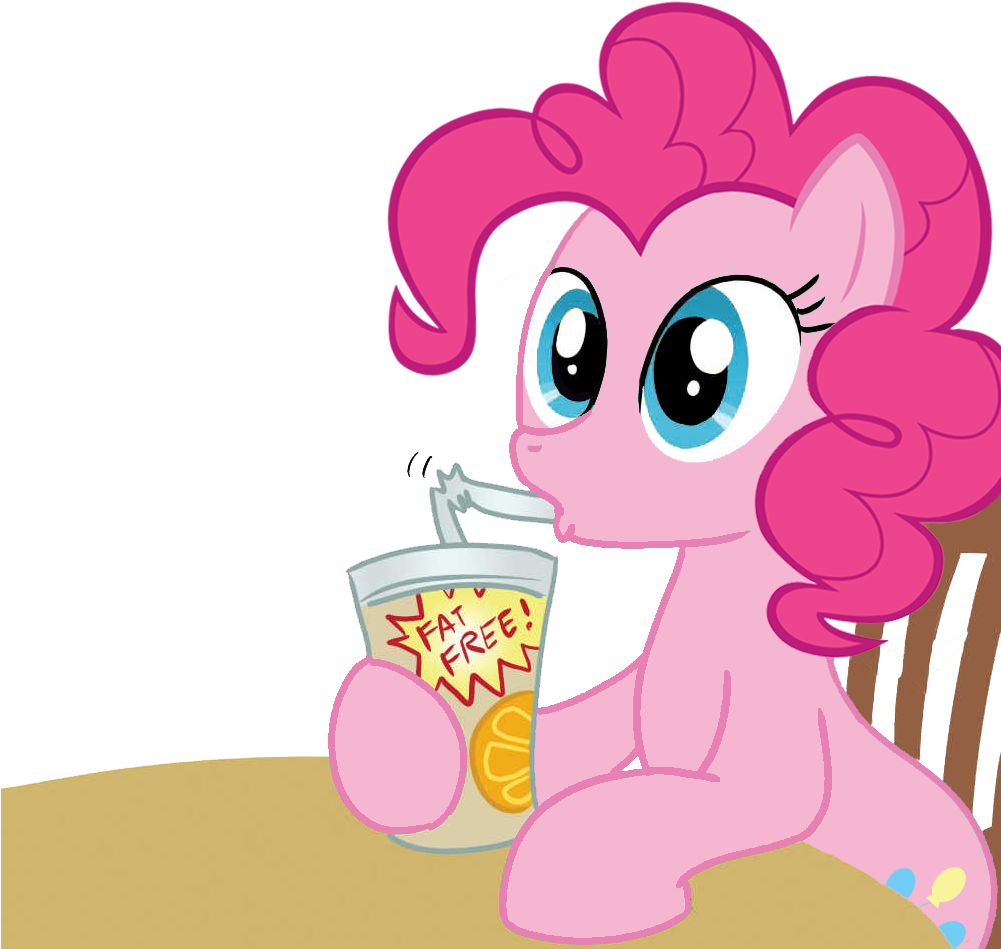 Pinkie Pie Drinking Fat Free Milkshake