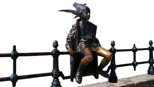 Pinocchio Statue Sittingon Railing