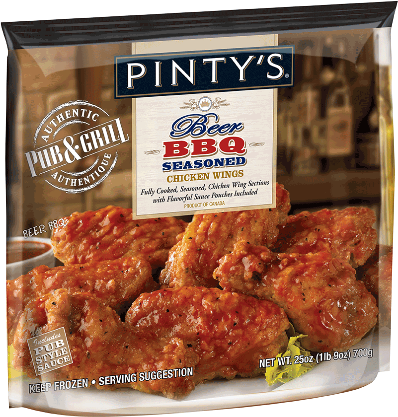 Pintys Beer B B Q Seasoned Chicken Wings Packaging