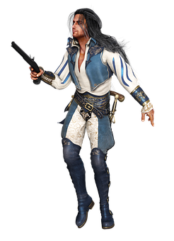 Pirate Character Holding Pistol