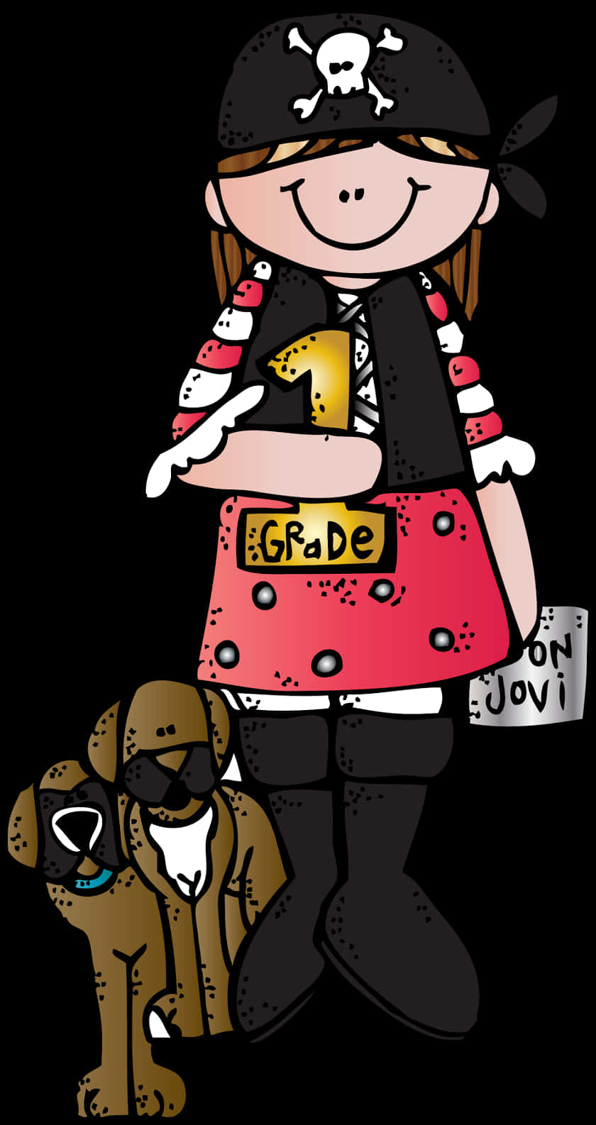 Pirate Teacherand Dog Clipart