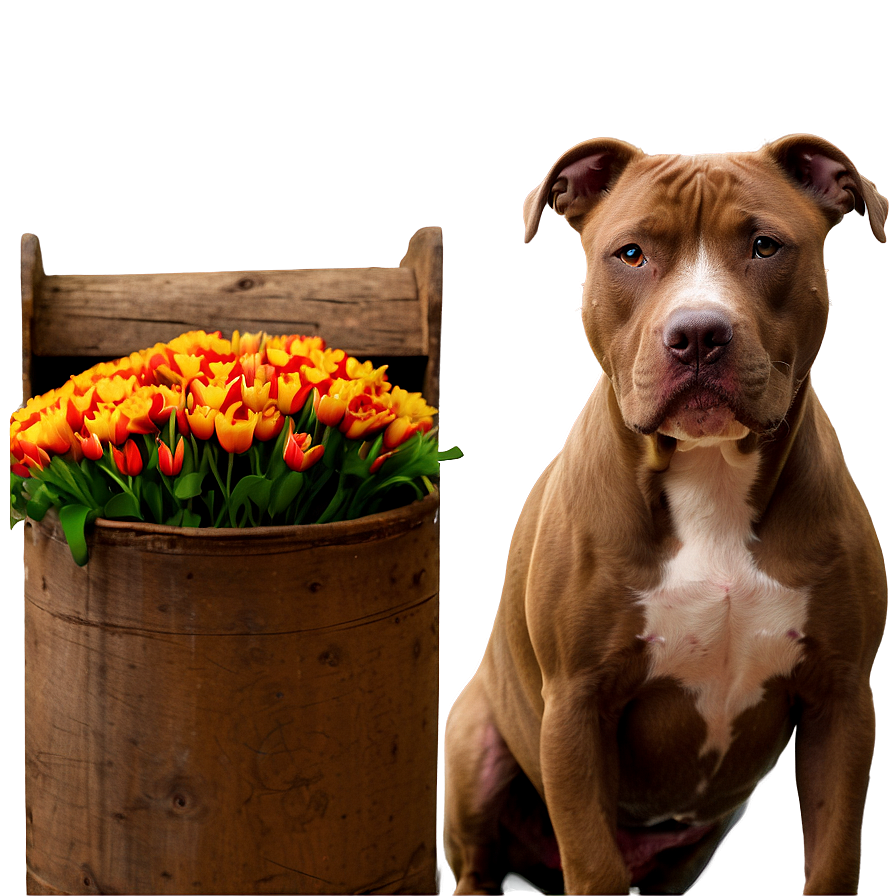 Pitbull With Flowers Png Ohl