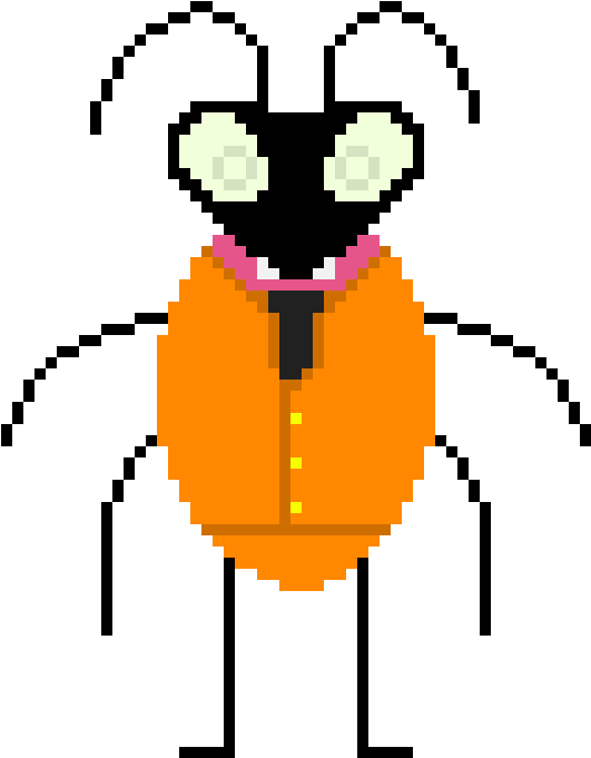 Pixel Art Cockroach Character