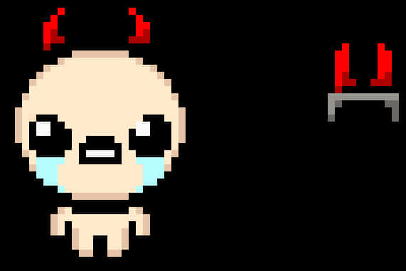 Pixel Art Crying Character With Devil Horns