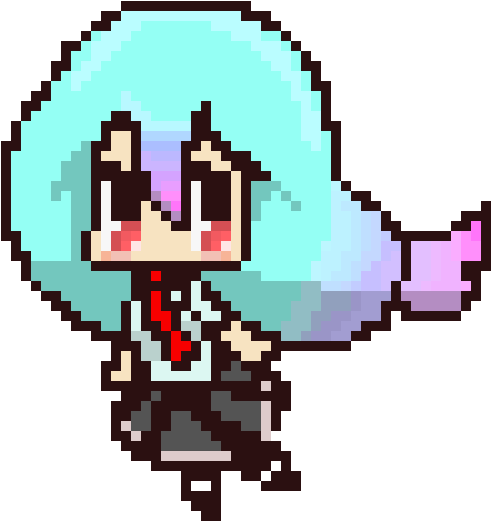 Pixel Art Cute Character With Blue Hair.png