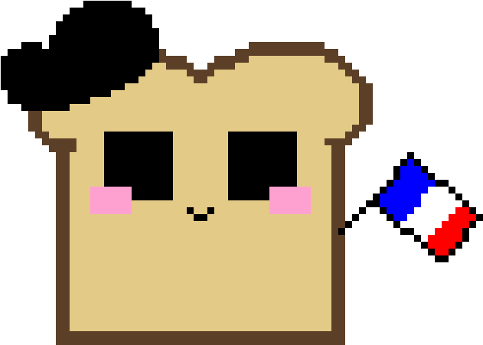 Pixel Art Cute Toast With Face