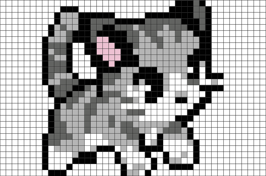 Pixel Art Kittenon Blue Background