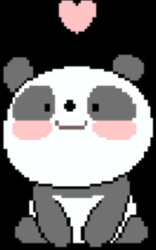 Pixel Art Pandawith Heart