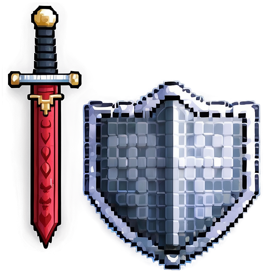 Pixel Art Sword And Shield Png 06112024