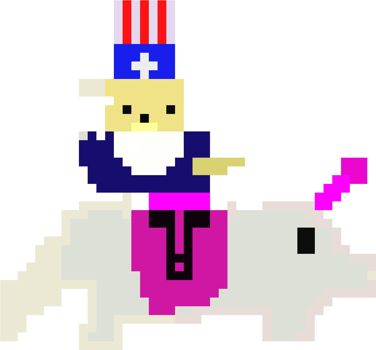 Pixel Art Uncle Sam Riding Unicorn