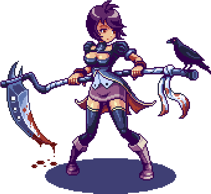 Pixel Art Warriorwith Halberdand Raven