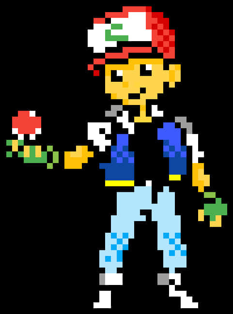 Pixel Ash Ketchumwith Pokeball