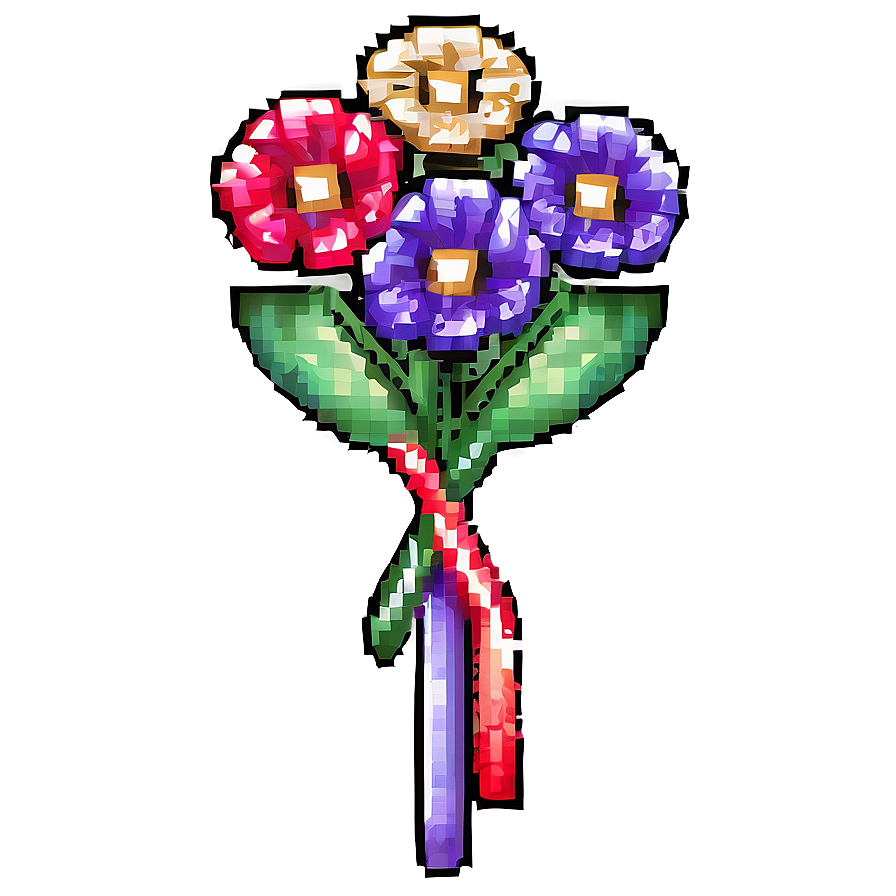 Pixel Flower Bouquet Png 14