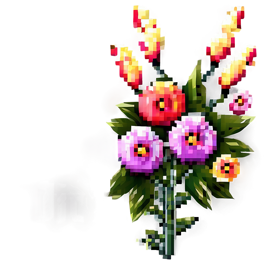 Pixel Flower Bouquet Png Yfw