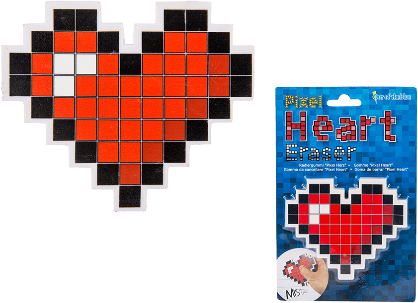 Pixel Heart Eraser Packaging