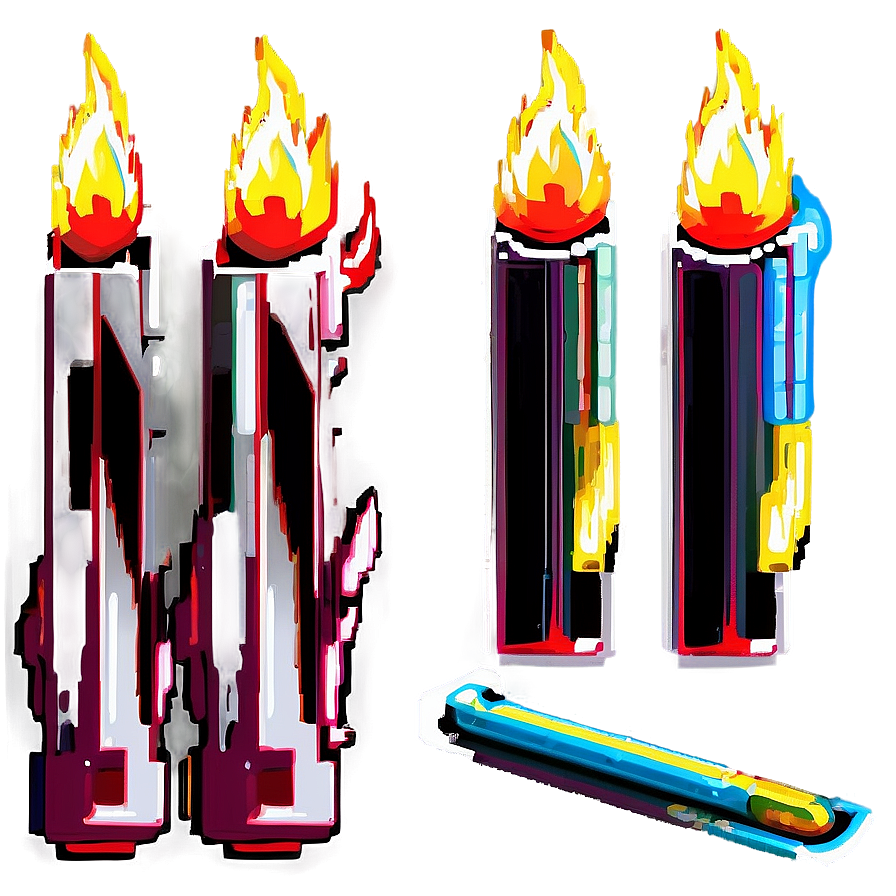 Pixel Style Flame Icon Png Dkl