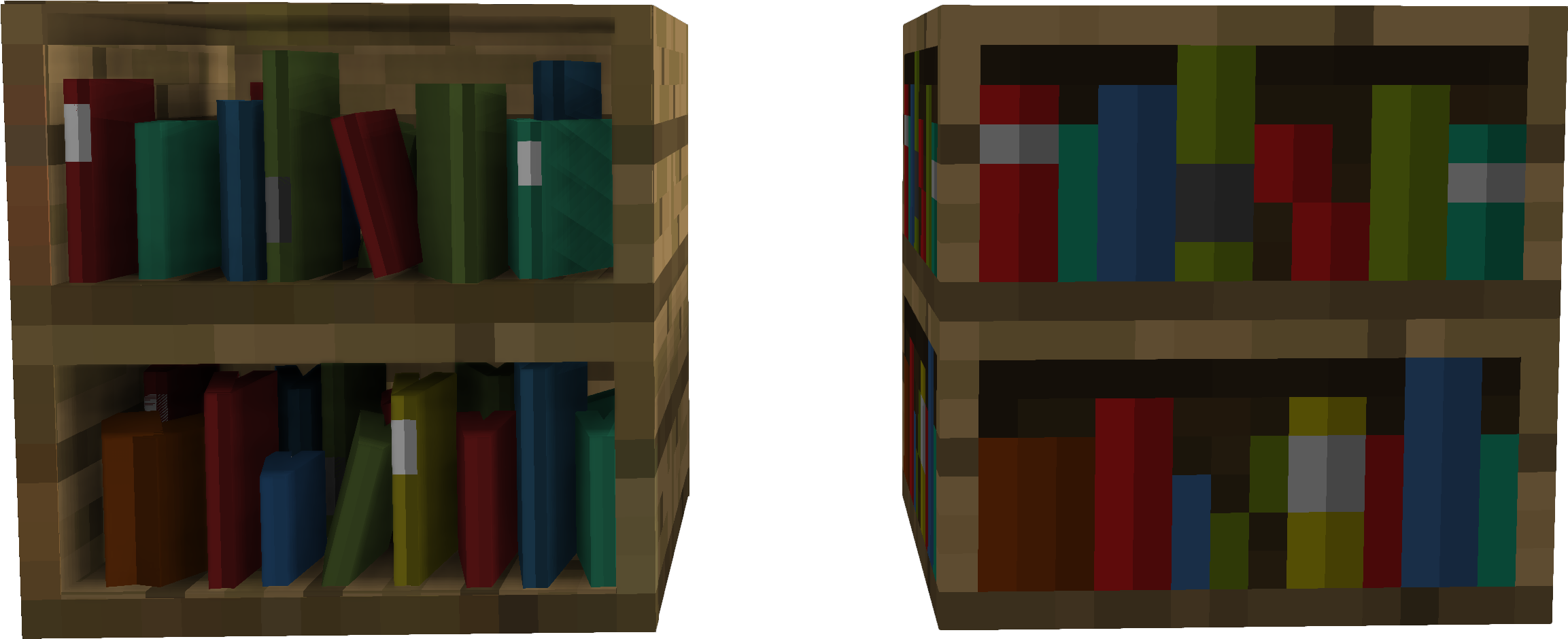 Pixelated Bookshelves Comparison