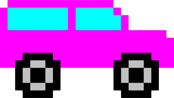 Pixelated Car With Sunglasses